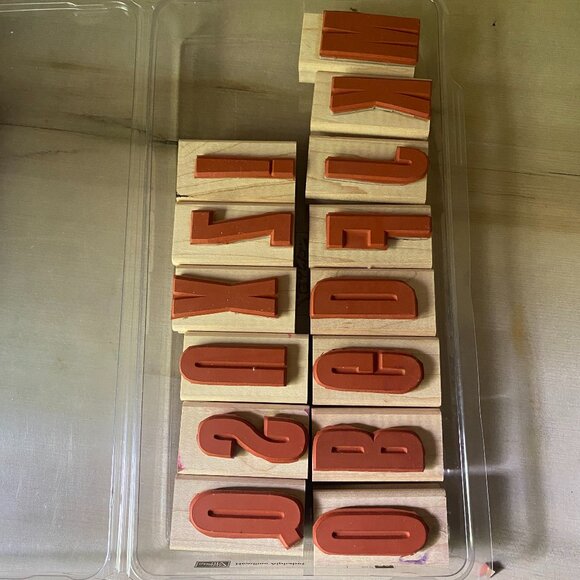 Stampin Up Headline Alphabet 28 rubber stamps bold letters symbols uppercase - Picture 1 of 4